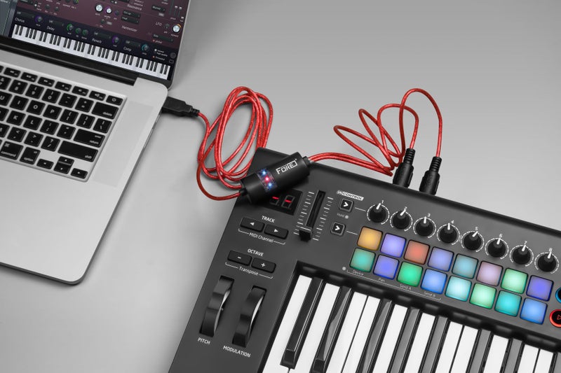 FORE MIDI to USB Interface MIDI Cable Adapter with Input&Output Work with Keyboard/Synthesizer/MIDI Deivce Compatible with iOS&Android, Windows/Mac OS for Studio USB 2.0 Color Red - 6.5Ft - Image 5